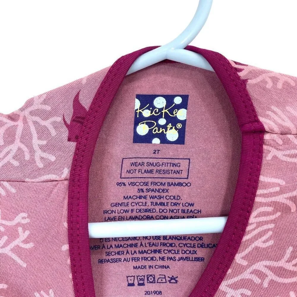 KicKee Pants bamboo pajama set top and bottom Size 2T coral fish print‎